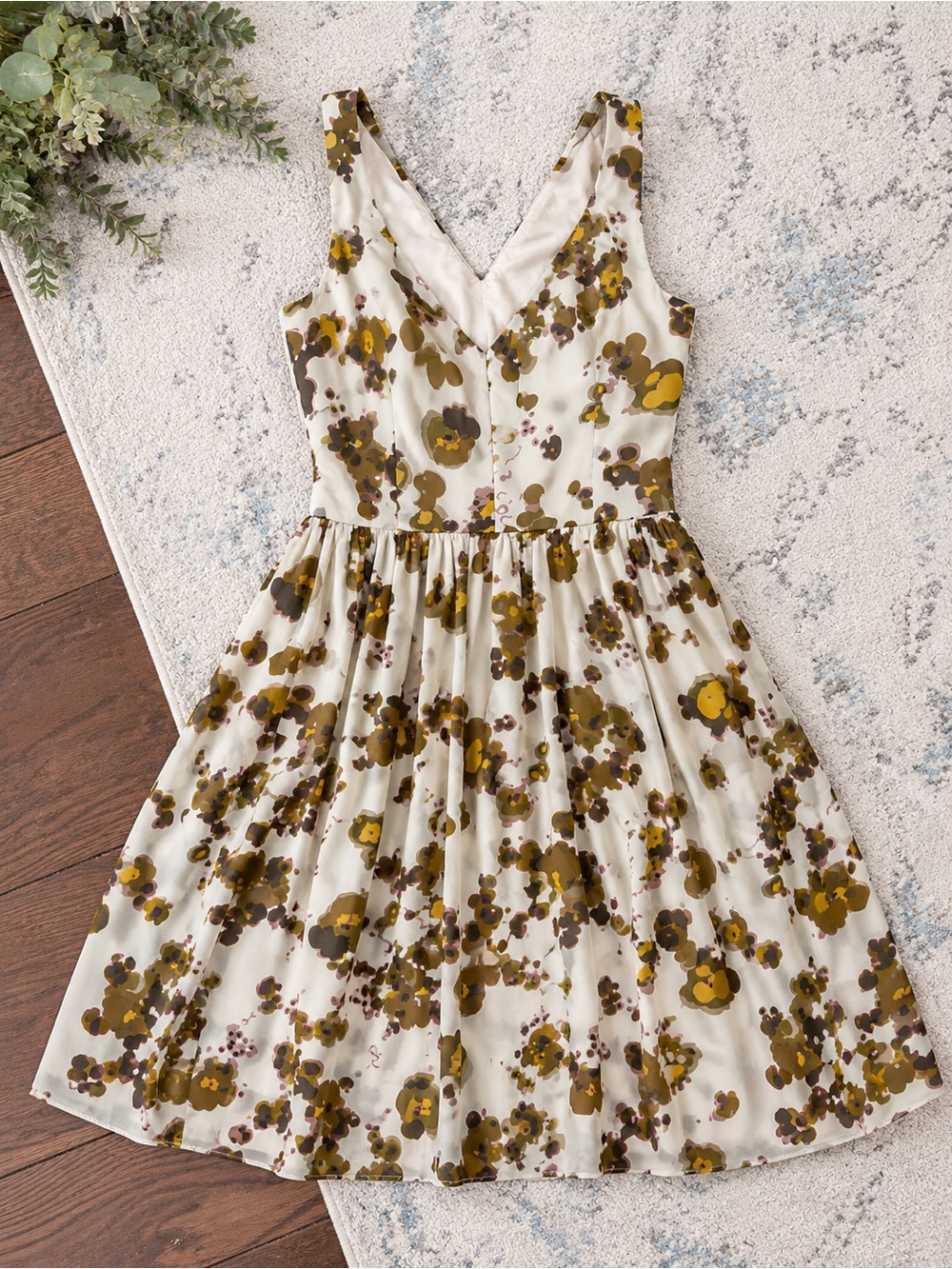 Willow & Clay Midi Dress with Olive and Brown Floral Print small